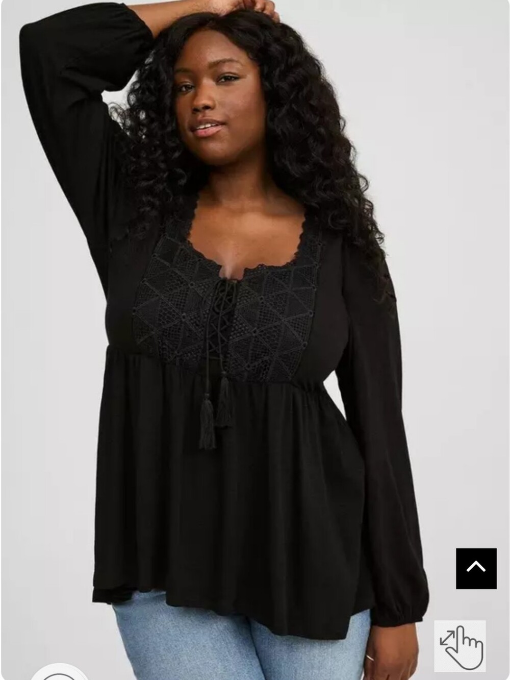 Super Soft Slub Sweetheart Lace-Up Peplum Top - Picture 2 of 4